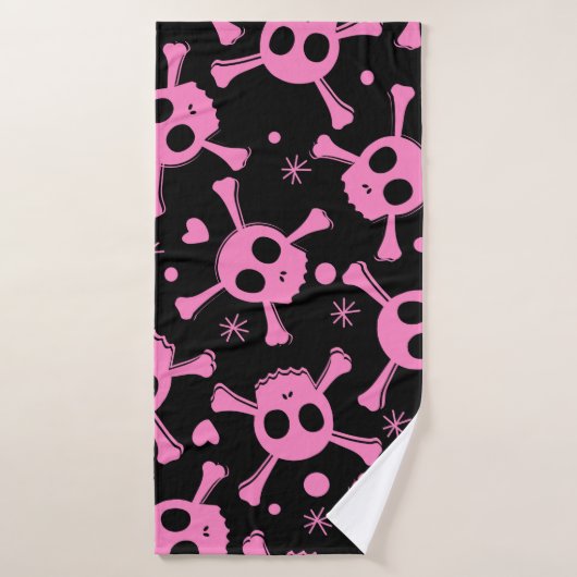 Pirate Skull: Girlish harten patroon Badhanddoek (Badhanddoek)