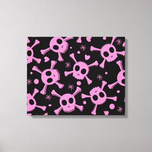 Pirate Skull: Girlish harten patroon Canvas Afdruk (Voorkant)