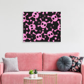 Pirate Skull: Girlish harten patroon Canvas Afdruk (Insitu (Woonkamer))