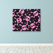Pirate Skull: Girlish harten patroon Canvas Afdruk (Insitu (Houten vloer))