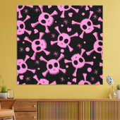 Pirate Skull: Girlish harten patroon Canvas Afdruk (Insitu (Woonkamer))