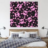 Pirate Skull: Girlish harten patroon Canvas Afdruk (Insitu (Slaapkamer))