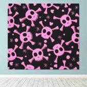 Pirate Skull: Girlish harten patroon Canvas Afdruk (Insitu (Houten vloer))