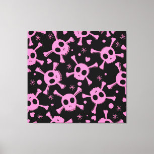 Pirate Skull: Girlish harten patroon Canvas Afdruk