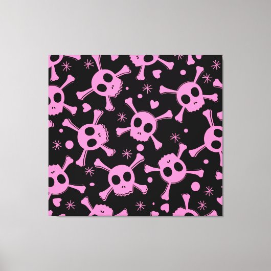 Pirate Skull: Girlish harten patroon Canvas Afdruk (Voorkant)