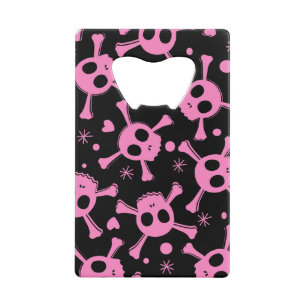 Pirate Skull: Girlish harten patroon Creditkaart Flessenopener