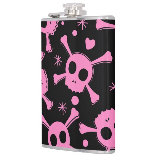 Pirate Skull: Girlish harten patroon Heupfles (Links)