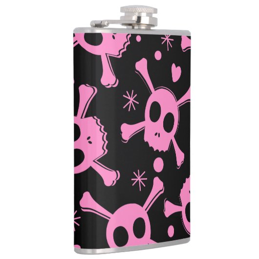 Pirate Skull: Girlish harten patroon Heupfles (Rechts)