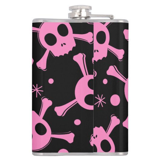 Pirate Skull: Girlish harten patroon Heupfles (Achterkant)