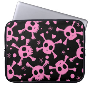 Pirate Skull: Girlish harten patroon Laptop Sleeve