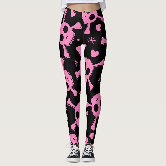 Pirate Skull: Girlish harten patroon Leggings (Voorkant)
