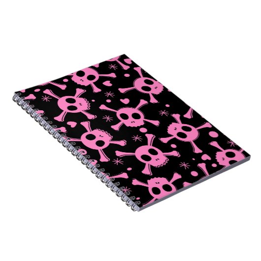 Pirate Skull: Girlish harten patroon Notitieboek (Rechterzijde)