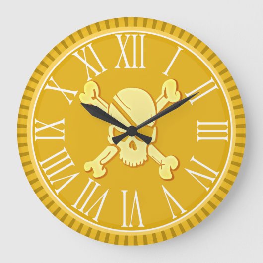 Pirate Skull Gold Coin Treasure Dubloon Grote Klok (Voorkant)
