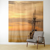 Pirate Skull Golden Ship Tapestry Wandkleed (In situ)