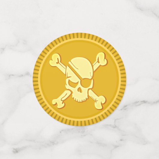 Pirate Skull Gouden Munt Schat Dubloons Confetti (Kleine voorkant)