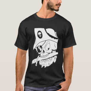 Pirate Skull Grunge Moderne Zwarte Kunst Illustrat T-shirt