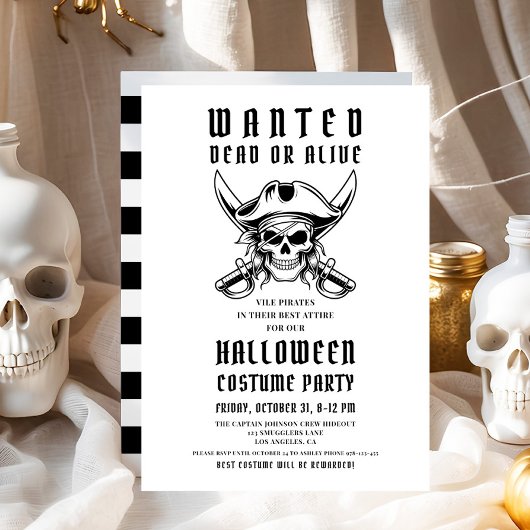 Pirate Skull Halloween Costume Party Kaart