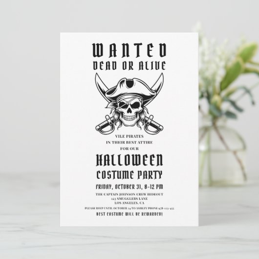 Pirate Skull Halloween Costume Party  Kaart (Staand voorkant)