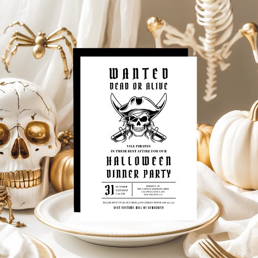 Pirate Skull Halloween Dinner Party  Kaart