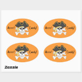 Pirate Skull Halloween Goody Bag Ovale Sticker (Vel)