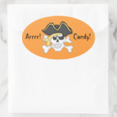 Pirate Skull Halloween Goody Bag Ovale Sticker (Tas)