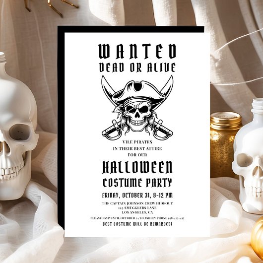 Pirate Skull Halloween Kostuumfeest Kaart