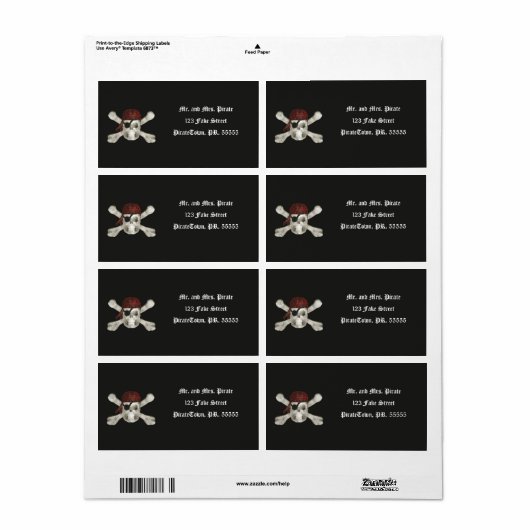 Pirate Skull - Halloween Labels (Full Sheet)