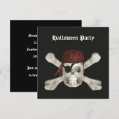 Pirate Skull - Halloween Party Invitation Kaart (Voorkant / Achterkant)