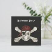 Pirate Skull - Halloween Party Invitation Kaart (Staand voorkant)