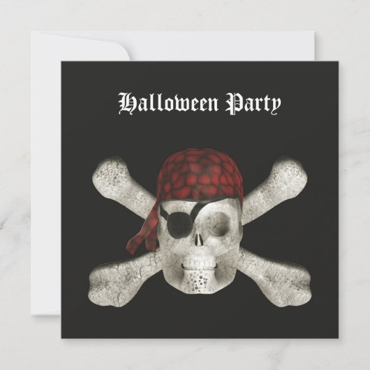 Pirate Skull - Halloween Party Invitation Kaart (Voorkant)
