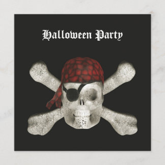 Pirate Skull - Halloween Party Invitation Kaart
