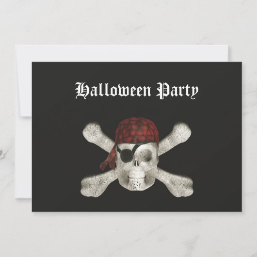 Pirate Skull - Halloween Party Invitation Kaart (Voorkant)