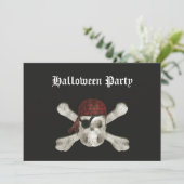 Pirate Skull - Halloween Party Invitation Kaart (Staand voorkant)