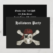 Pirate Skull - Halloween Party Invitation Kaart (Voorkant / Achterkant)