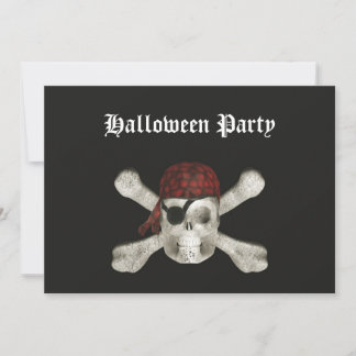 Pirate Skull - Halloween Party Invitation Kaart