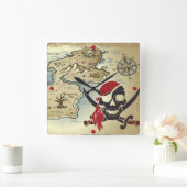 Pirate Skull Island Lock Clock Vierkante Klok (Huis)