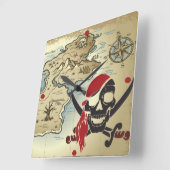 Pirate Skull Island Lock Clock Vierkante Klok (Hoek)