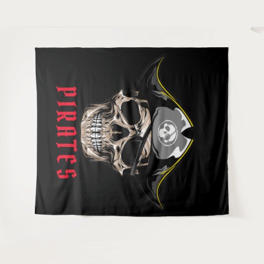 Pirate Skull jolly roger Achtergrond Wandkleed (Voorkant (horizontaal))