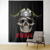 Pirate Skull jolly roger Achtergrond Wandkleed (In situ)