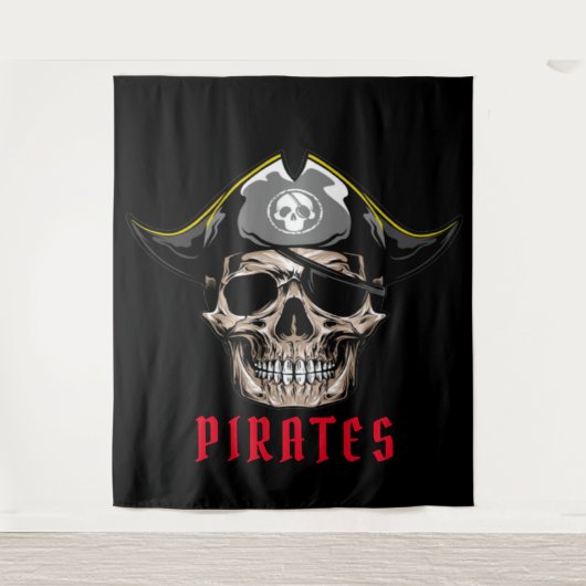 Pirate Skull jolly roger Achtergrond Wandkleed (Voorkant)
