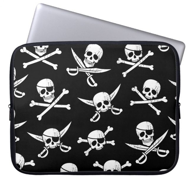 Pirate Skull Kapitein Cross Botten laptophoes Laptop Sleeve (Voorkant)