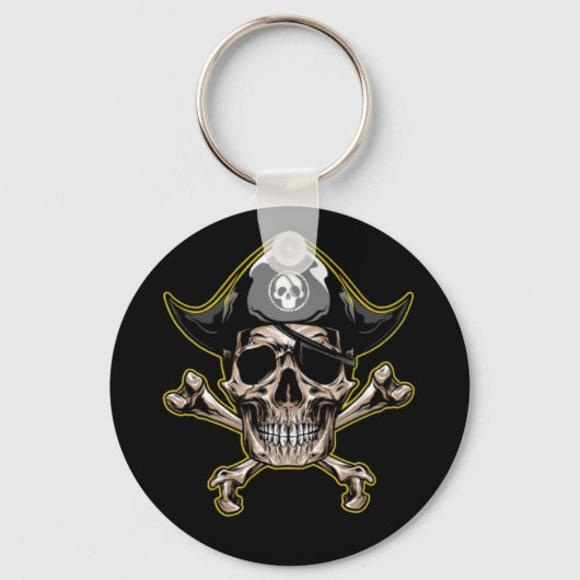 Pirate Skull Kapitein Cross Botten Sleutelhanger (Voorkant)