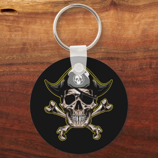 Pirate Skull Kapitein Cross Botten Sleutelhanger (Voorkant)