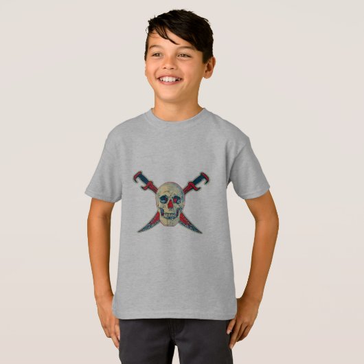 Pirate (Skull) - Kinderen Basic T-Shirt (Voorkant volledig)
