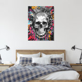 Pirate Skull - Kleurrijke Schedel Canvas Print (Insitu (Slaapkamer))