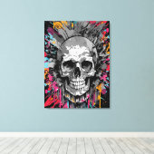 Pirate Skull - Kleurrijke Schedel Canvas Print (Insitu (Houten vloer))