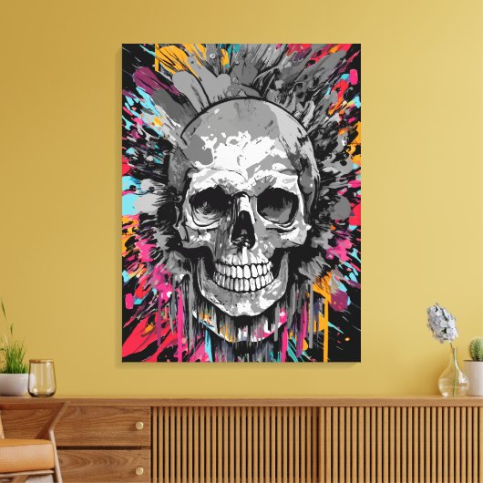 Pirate Skull - Kleurrijke Schedel Canvas Print (Insitu (Woonkamer))