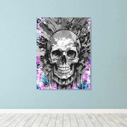 Pirate Skull - Kleurrijke Schedel Canvas Print (Insitu (Houten vloer))