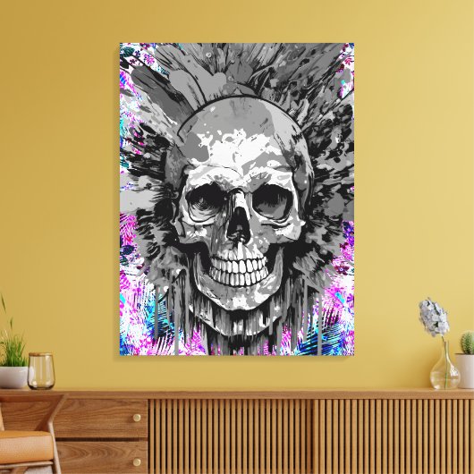 Pirate Skull - Kleurrijke Schedel Canvas Print (Insitu (Woonkamer))