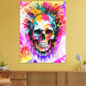 Pirate Skull - Kleurrijke Schedel Canvas Print (Insitu (Woonkamer))